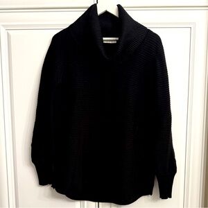 Cyrus Size Medium Black Cowl Neck Long Sleeve Ribbed Fabric Sweater Rounded Hem